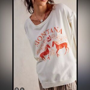 Free People We the Free Montana Graphic Camden Pullover Sweatshirt
